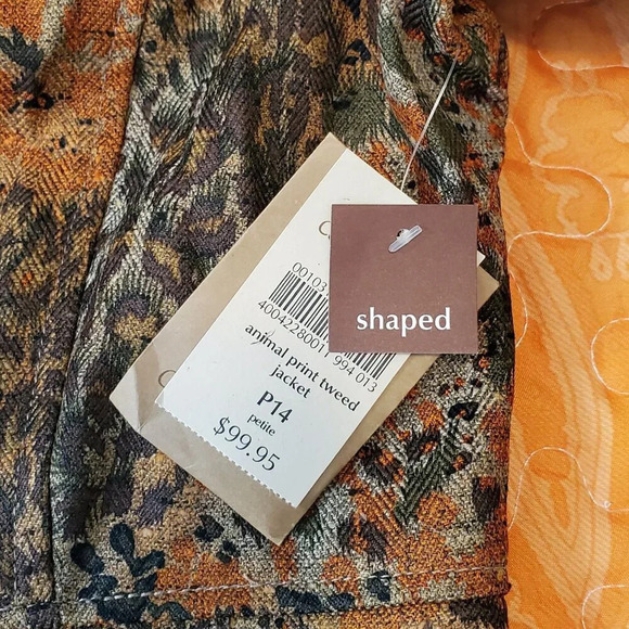 Coldwater Creek Womens Jacket Petite P14 Animal Print Tweed Jacket blazer - Picture 8 of 13